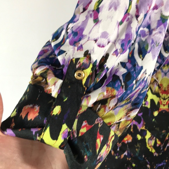 Calvin Klein- Button up, roll sleeve top, multi colored - Picture 4 of 11